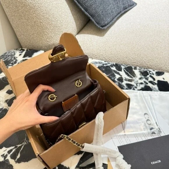 NWT ✅ COACH Tabby Top Handle Bag with Quilting MAPLE / BRASS ⭐ NWT - Picture 7 of 8